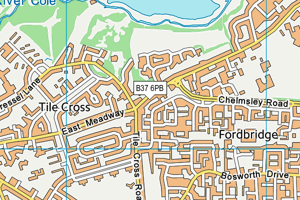 B37 6PB map - OS VectorMap District (Ordnance Survey)