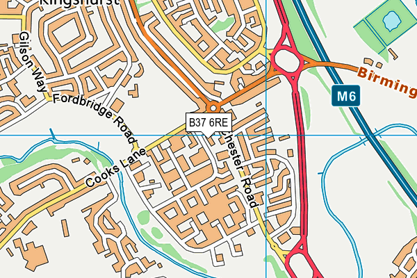 B37 6RE map - OS VectorMap District (Ordnance Survey)