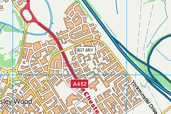 B37 6RY map - OS VectorMap District (Ordnance Survey)