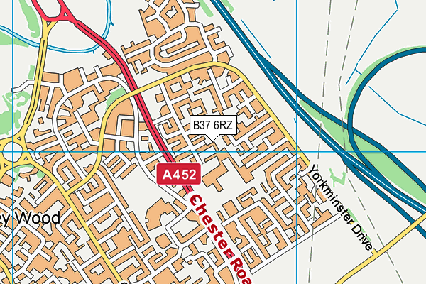 B37 6RZ map - OS VectorMap District (Ordnance Survey)