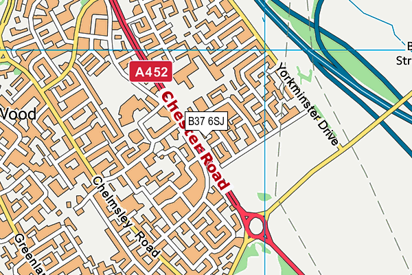 B37 6SJ map - OS VectorMap District (Ordnance Survey)