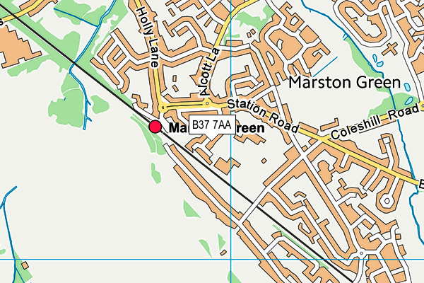 B37 7AA map - OS VectorMap District (Ordnance Survey)