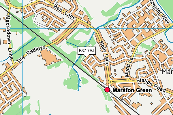 B37 7AJ map - OS VectorMap District (Ordnance Survey)