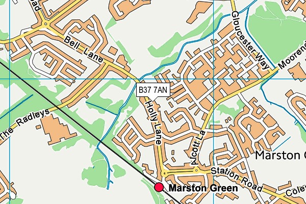 B37 7AN map - OS VectorMap District (Ordnance Survey)