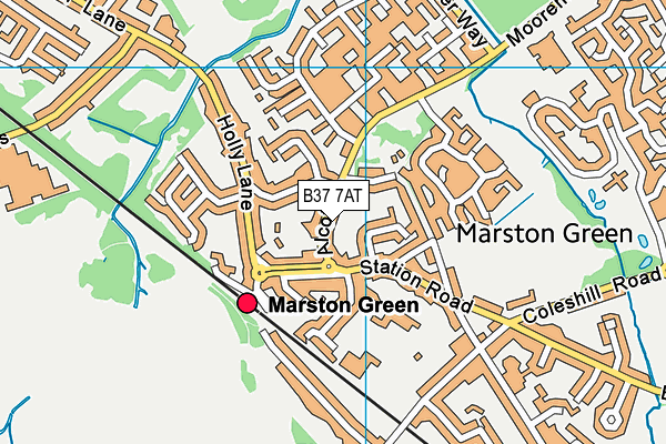B37 7AT map - OS VectorMap District (Ordnance Survey)