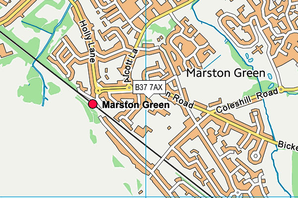 B37 7AX map - OS VectorMap District (Ordnance Survey)