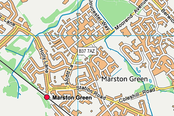 B37 7AZ map - OS VectorMap District (Ordnance Survey)