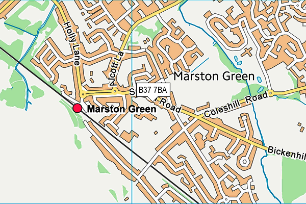 Marston Green Junior School map (B37 7BA) - OS VectorMap District (Ordnance Survey)