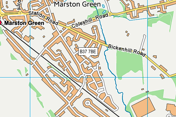 B37 7BE map - OS VectorMap District (Ordnance Survey)