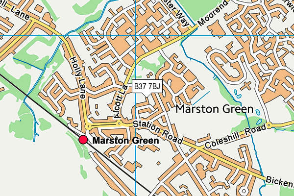 B37 7BJ map - OS VectorMap District (Ordnance Survey)