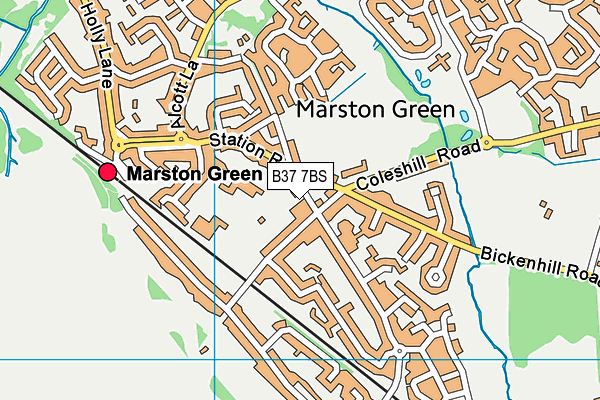 Marston Green Lawn Tennis Club map (B37 7BS) - OS VectorMap District (Ordnance Survey)