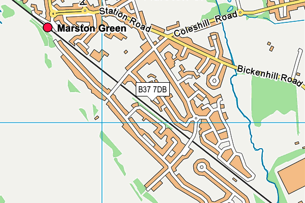 B37 7DB map - OS VectorMap District (Ordnance Survey)