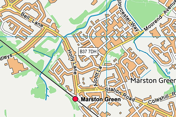 B37 7DH map - OS VectorMap District (Ordnance Survey)