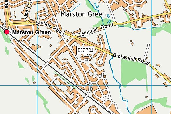 B37 7DJ map - OS VectorMap District (Ordnance Survey)