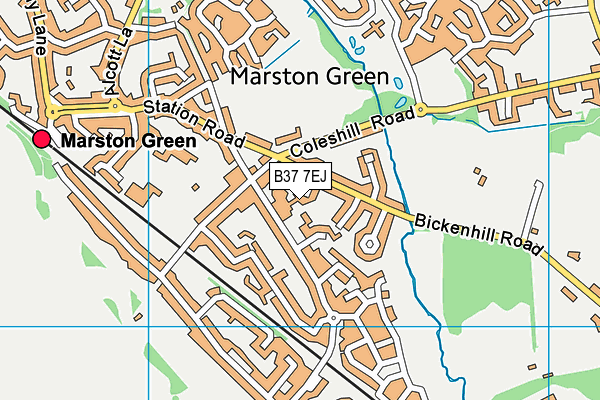 B37 7EJ map - OS VectorMap District (Ordnance Survey)
