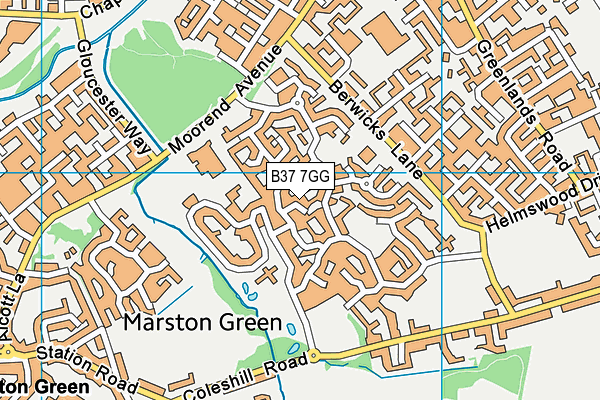 B37 7GG map - OS VectorMap District (Ordnance Survey)