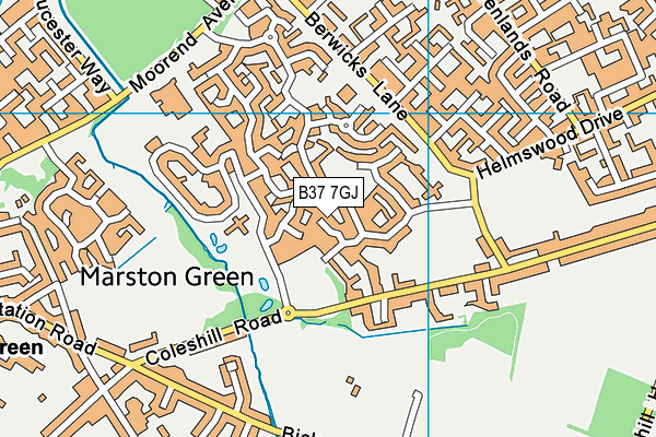 B37 7GJ map - OS VectorMap District (Ordnance Survey)
