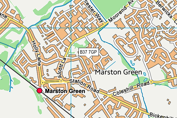 B37 7GP map - OS VectorMap District (Ordnance Survey)