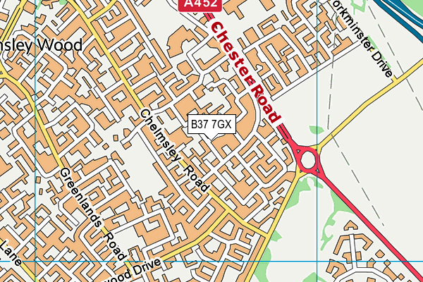 B37 7GX map - OS VectorMap District (Ordnance Survey)