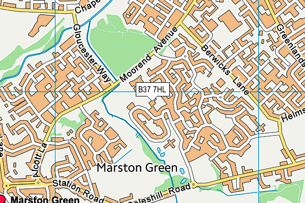 B37 7HL map - OS VectorMap District (Ordnance Survey)