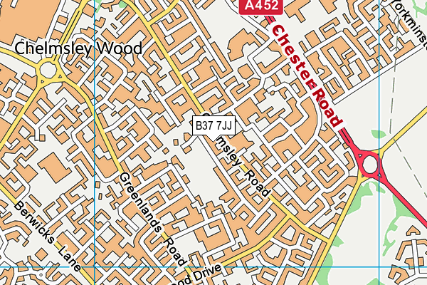 B37 7JJ map - OS VectorMap District (Ordnance Survey)