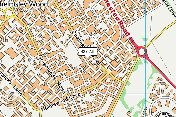 B37 7JL map - OS VectorMap District (Ordnance Survey)