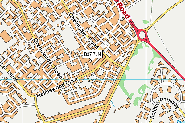 B37 7JN map - OS VectorMap District (Ordnance Survey)