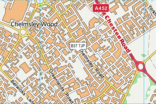 B37 7JP map - OS VectorMap District (Ordnance Survey)