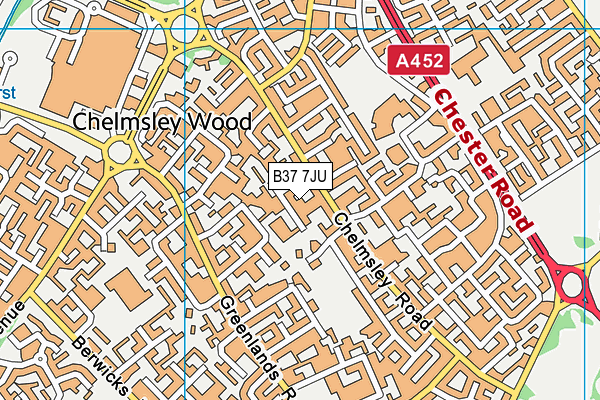 B37 7JU map - OS VectorMap District (Ordnance Survey)