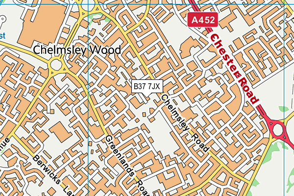 B37 7JX map - OS VectorMap District (Ordnance Survey)