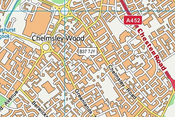 B37 7JY map - OS VectorMap District (Ordnance Survey)