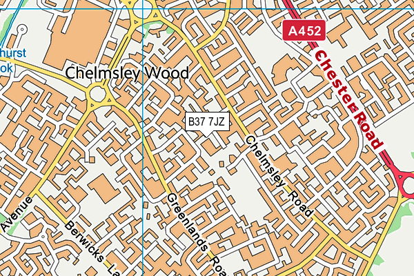 B37 7JZ map - OS VectorMap District (Ordnance Survey)