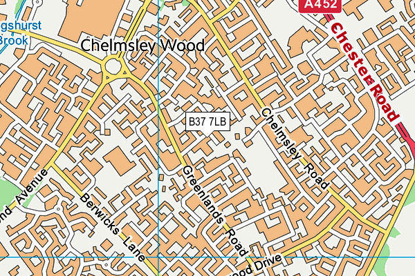 B37 7LB map - OS VectorMap District (Ordnance Survey)