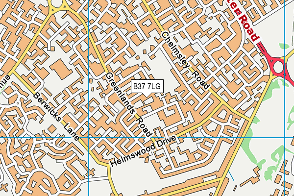 B37 7LG map - OS VectorMap District (Ordnance Survey)