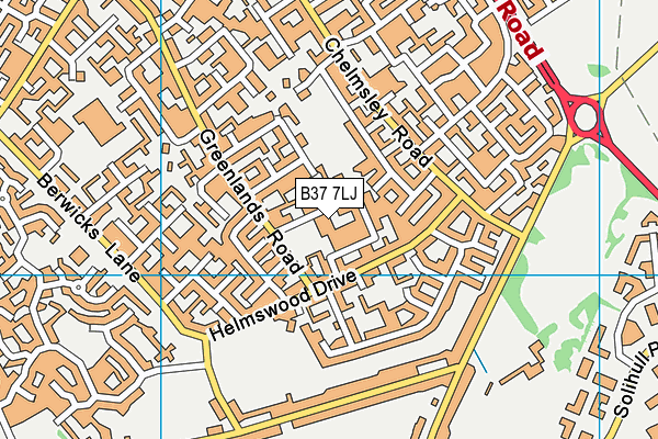 B37 7LJ map - OS VectorMap District (Ordnance Survey)