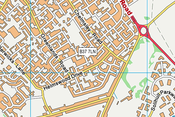 B37 7LN map - OS VectorMap District (Ordnance Survey)