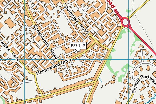 B37 7LP map - OS VectorMap District (Ordnance Survey)