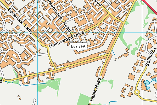 B37 7PA map - OS VectorMap District (Ordnance Survey)