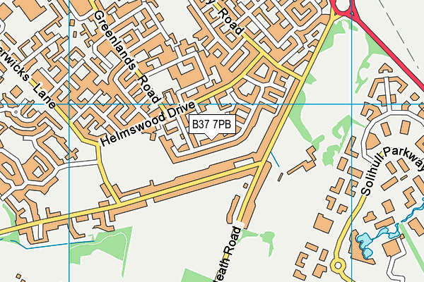 B37 7PB map - OS VectorMap District (Ordnance Survey)