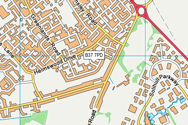 B37 7PD map - OS VectorMap District (Ordnance Survey)