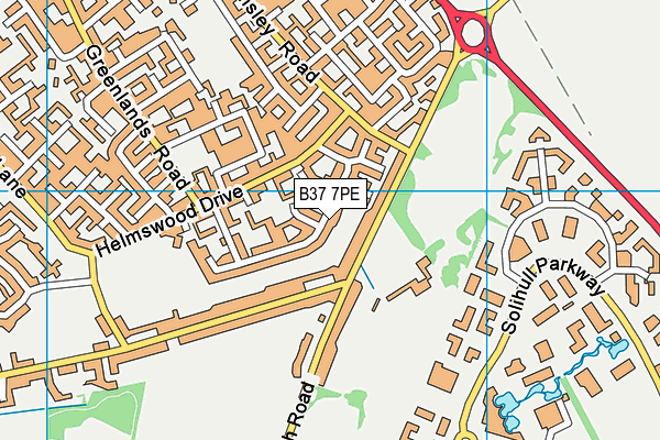 B37 7PE map - OS VectorMap District (Ordnance Survey)