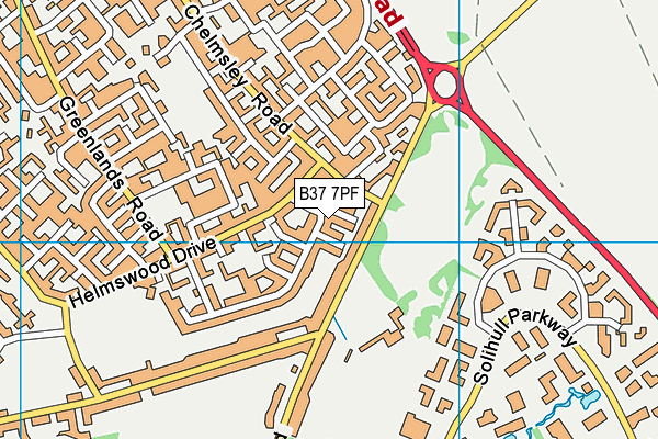 B37 7PF map - OS VectorMap District (Ordnance Survey)