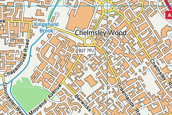 B37 7PJ map - OS VectorMap District (Ordnance Survey)