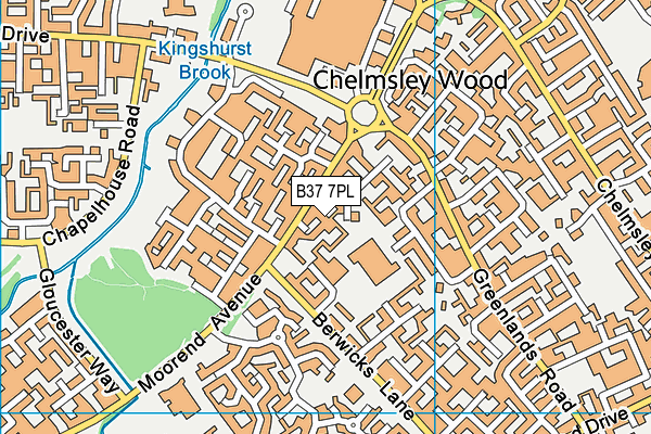 B37 7PL map - OS VectorMap District (Ordnance Survey)