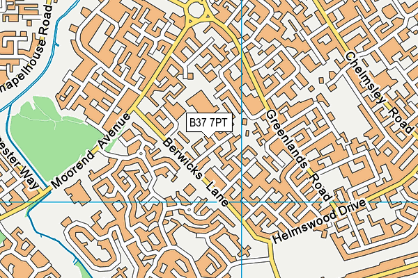B37 7PT map - OS VectorMap District (Ordnance Survey)