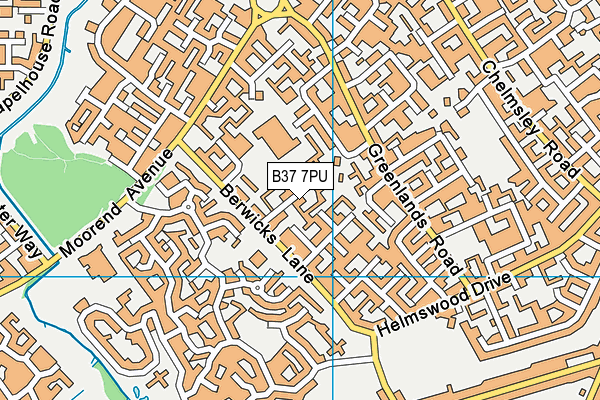 B37 7PU map - OS VectorMap District (Ordnance Survey)