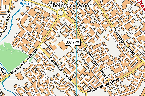 B37 7PX map - OS VectorMap District (Ordnance Survey)