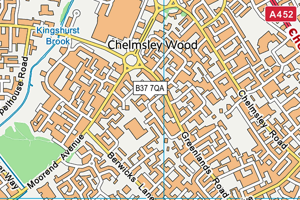 B37 7QA map - OS VectorMap District (Ordnance Survey)