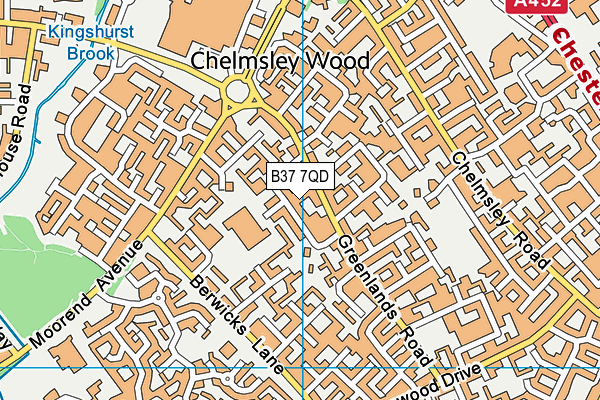 B37 7QD map - OS VectorMap District (Ordnance Survey)