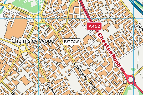 B37 7QW map - OS VectorMap District (Ordnance Survey)